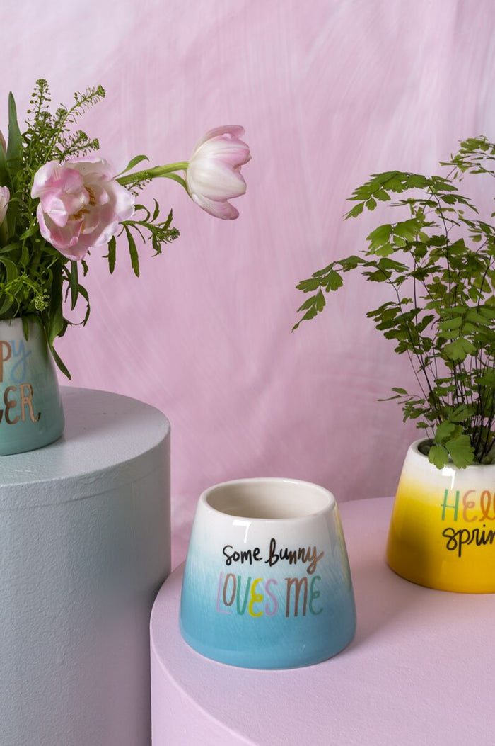 Design Shop Blue Easter Cheer Pot, 4.25" X 3.75".