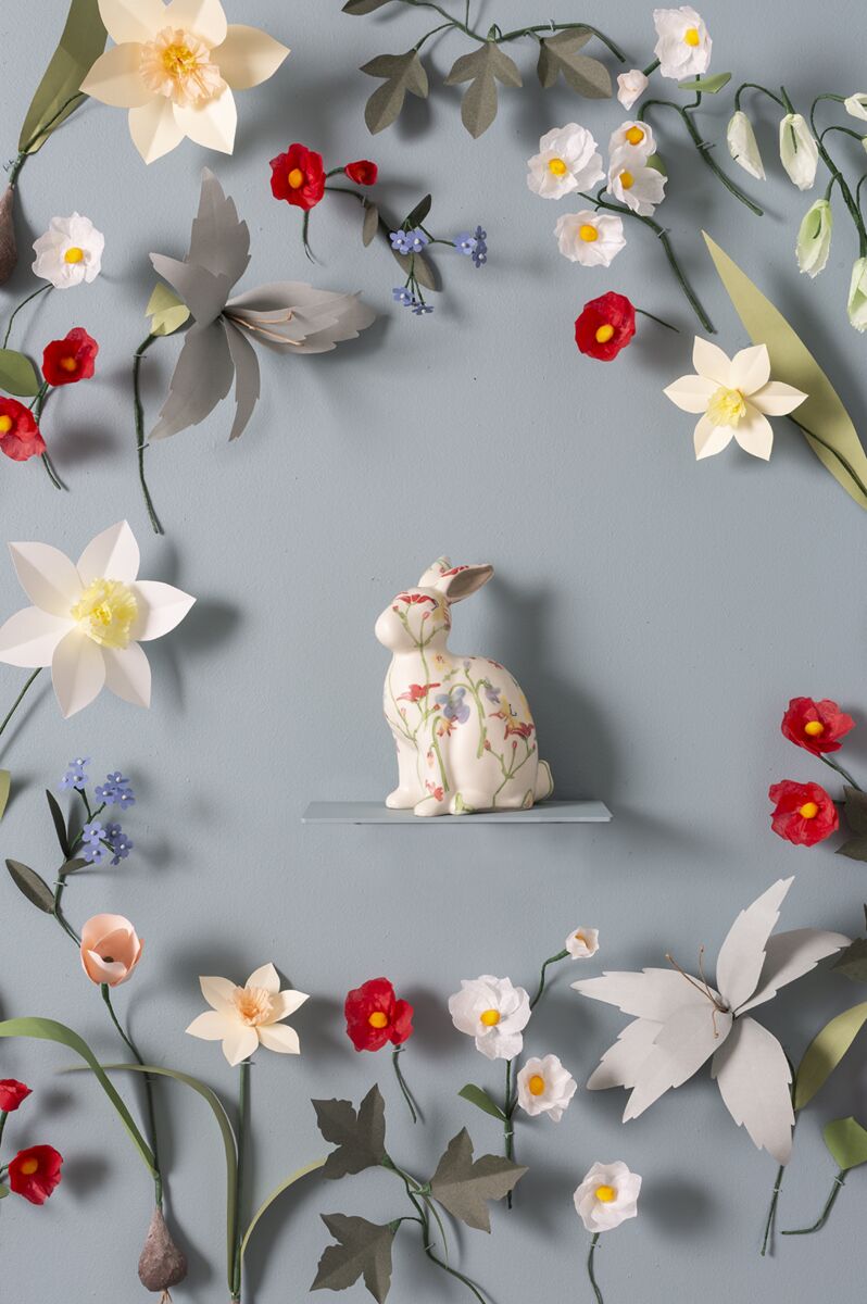 Design Shop Multicolor Flower Fields Collection Bunny Figurine, 5.75" X 8.75".