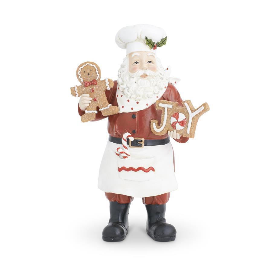 Design Shop 11.5 Inch Resin Chef Santa Holding Cookies