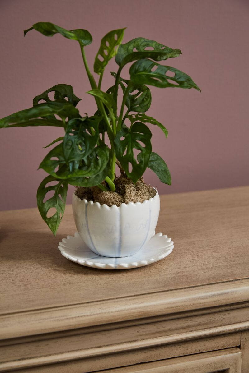 Design Shop Blue Little Flower Pot, 6" X 4.5".
