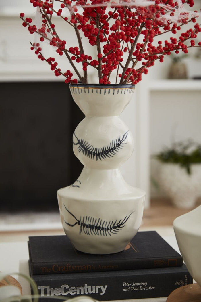 Design Shop Off-White Sinuous Collection Vase, 6" X 11.75"