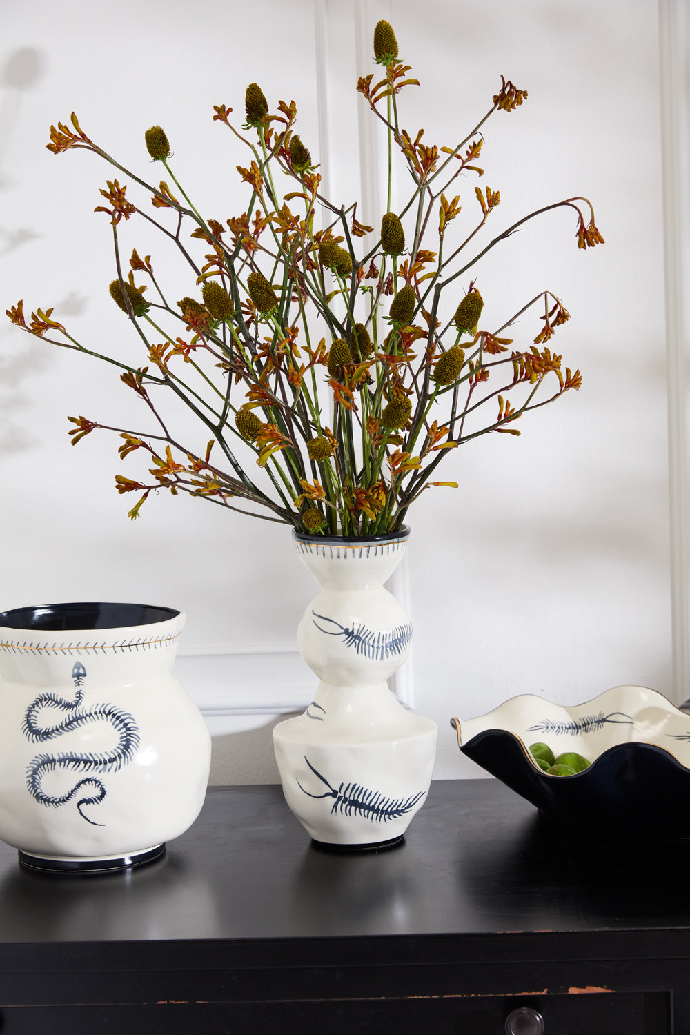 Design Shop Off-White Sinuous Collection Vase, 6" X 11.75"
