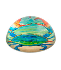 Design Shop Blue Crab Crystal Glass Dome Paperweight