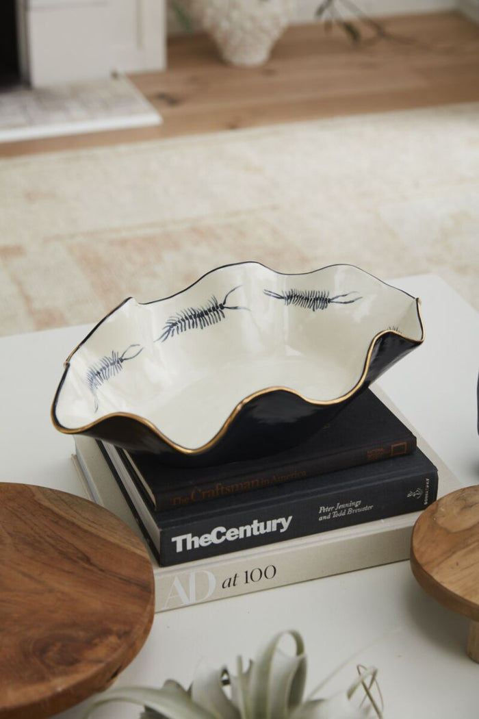 Design Shop Off-White Sinuous Collection Bowl, 16.5" X 4.25"