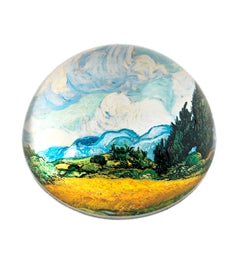 Design Shop Van Gogh Wheat Field Cypresses Crystal Glass Dome Paperweight
