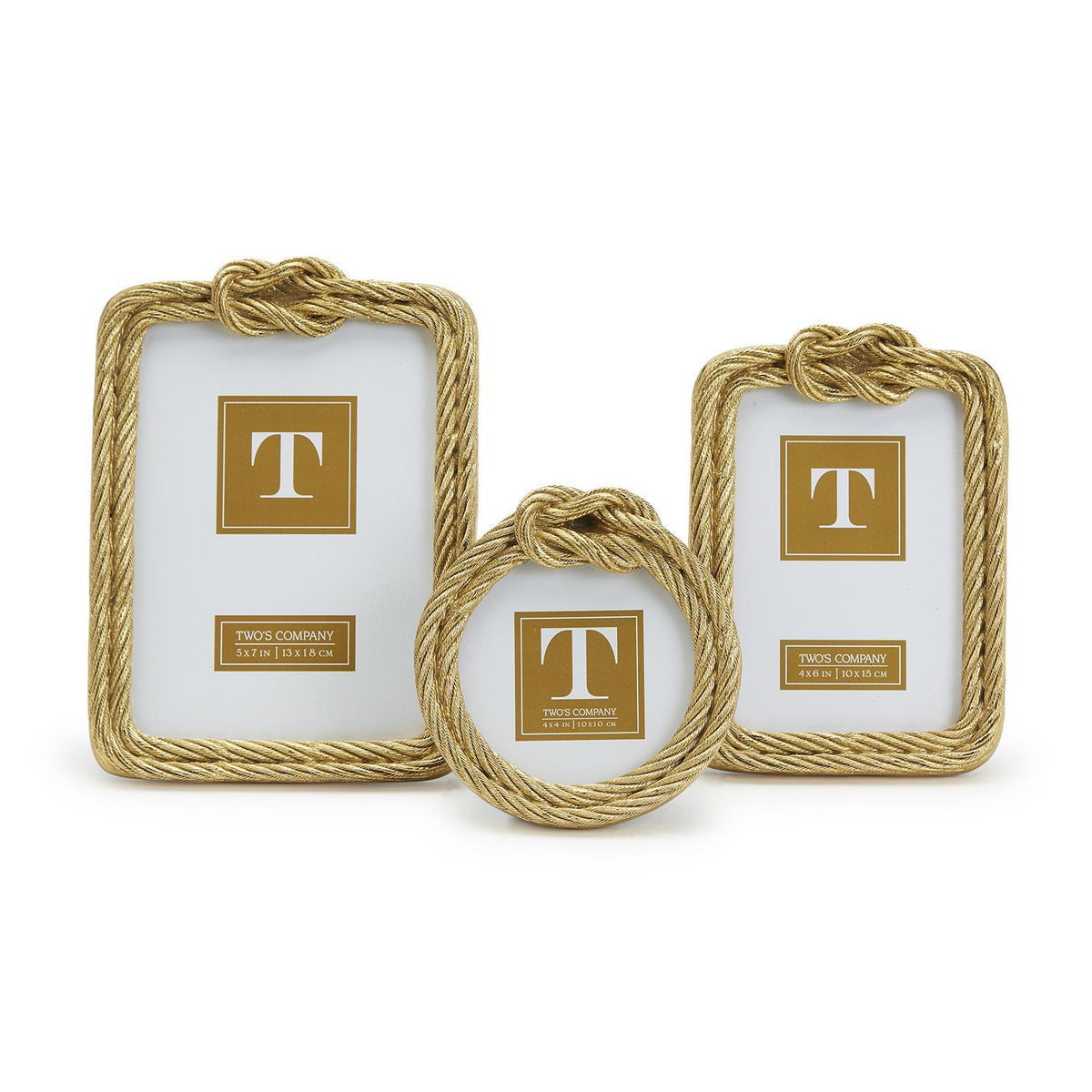 Design Shop Golden Threads Top Knot Rope Photo Frame - Resin, Set of 3.