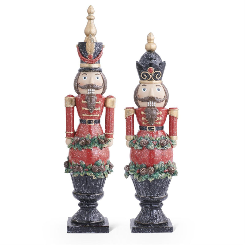 Design Shop Set Of 2 Resin Glittered Nutcrackers On Black Pedestal