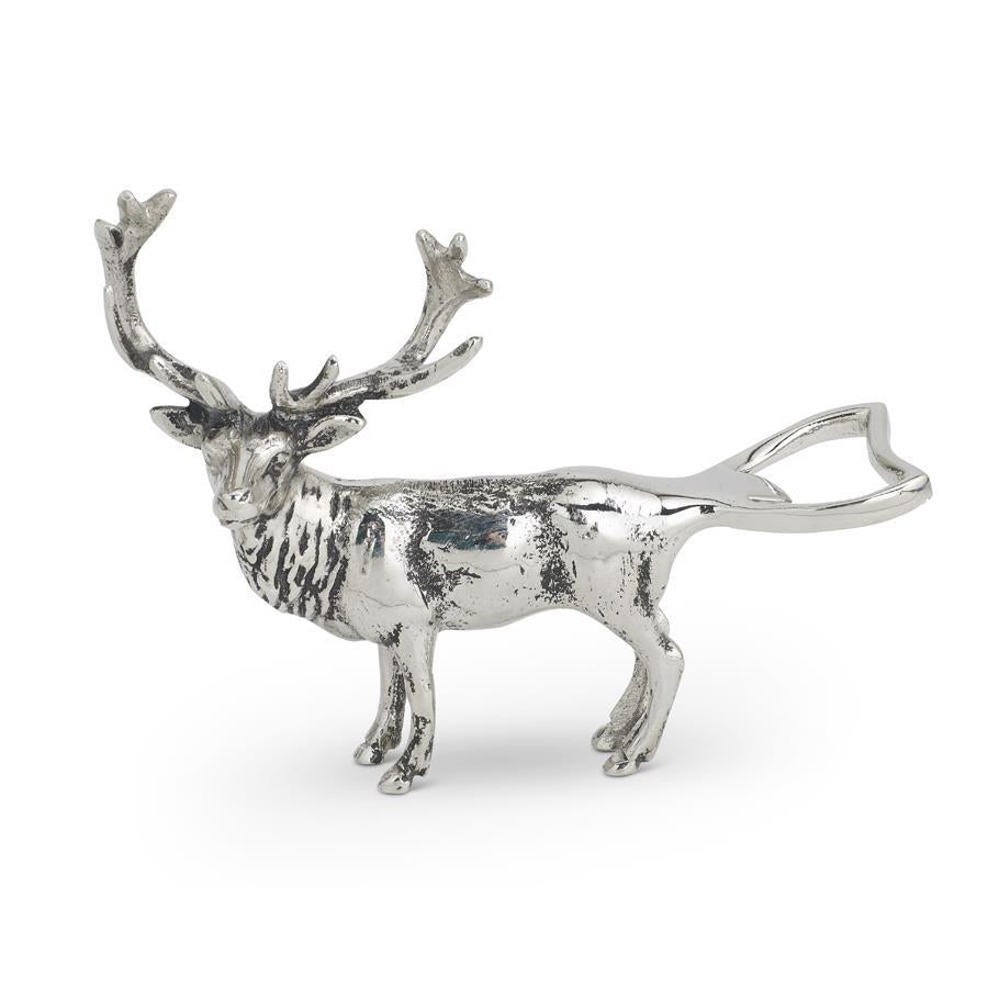 Shell Design Shop 6.25 Inch Polished Silver Deer Standing Bottle Opener