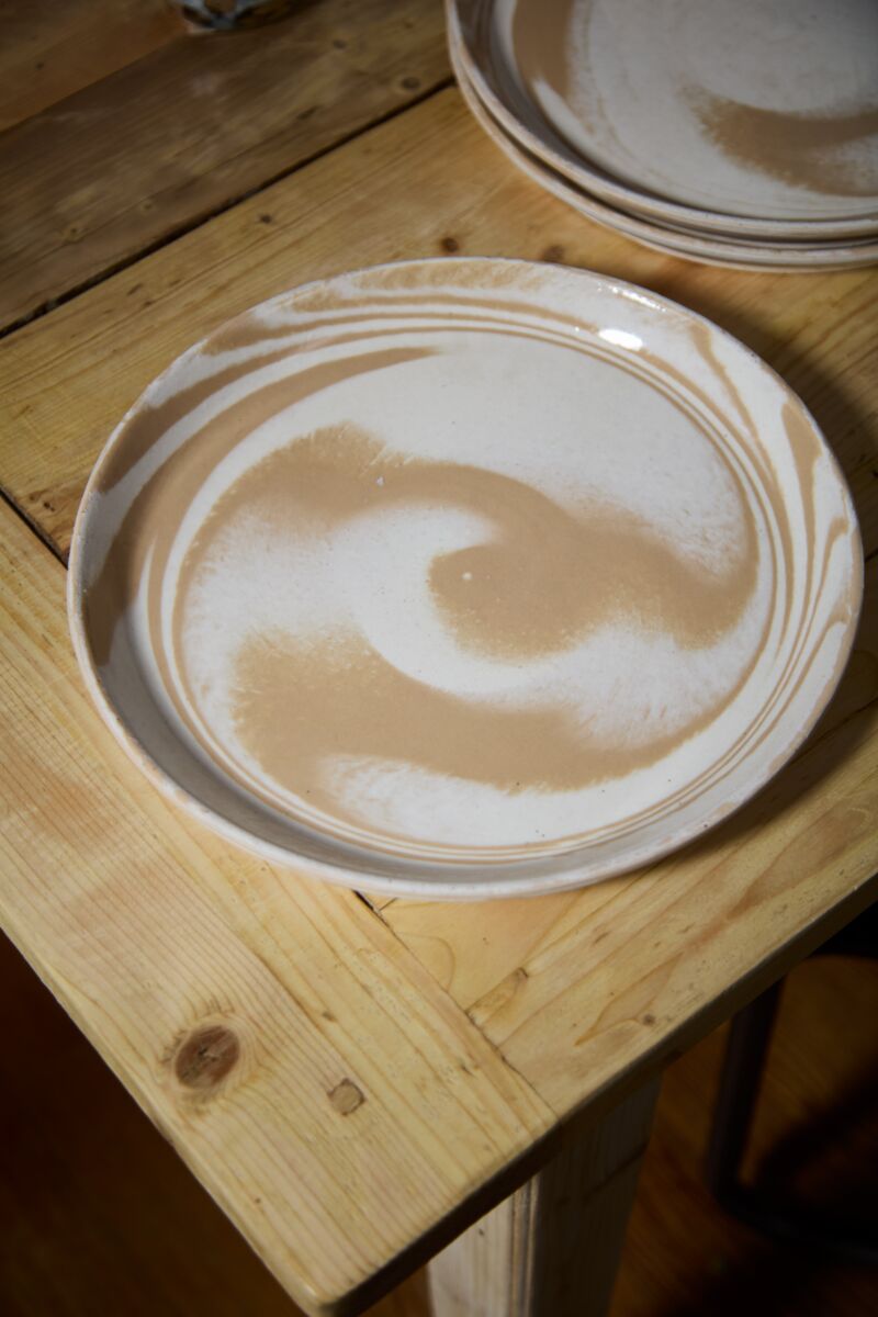 Design Shop Tan Marbled Charger, 12" X 1.25", Set of 4.