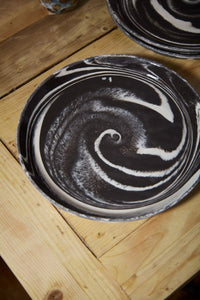 Design Shop Black Marbled Charger, 12" X 1.25", Set of 4.