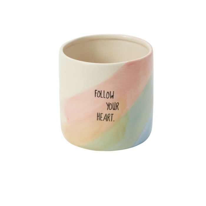 Design Shop Multicolor Ephemeral Pot Follow Your Heart, 4.5" X 4.5", Set of 2.