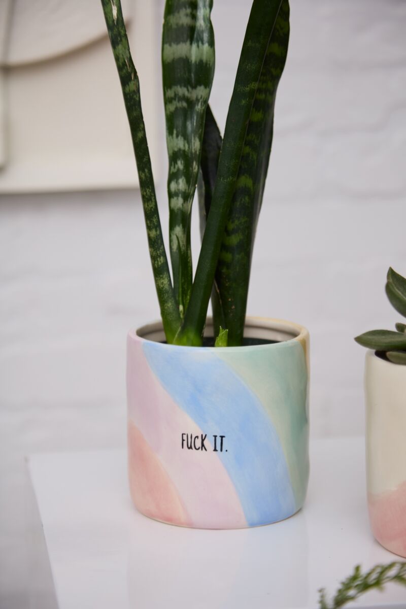 Design Shop Multicolor Ephemeral Pot Fuck It, 4.5" X 4.5", Set of 2.