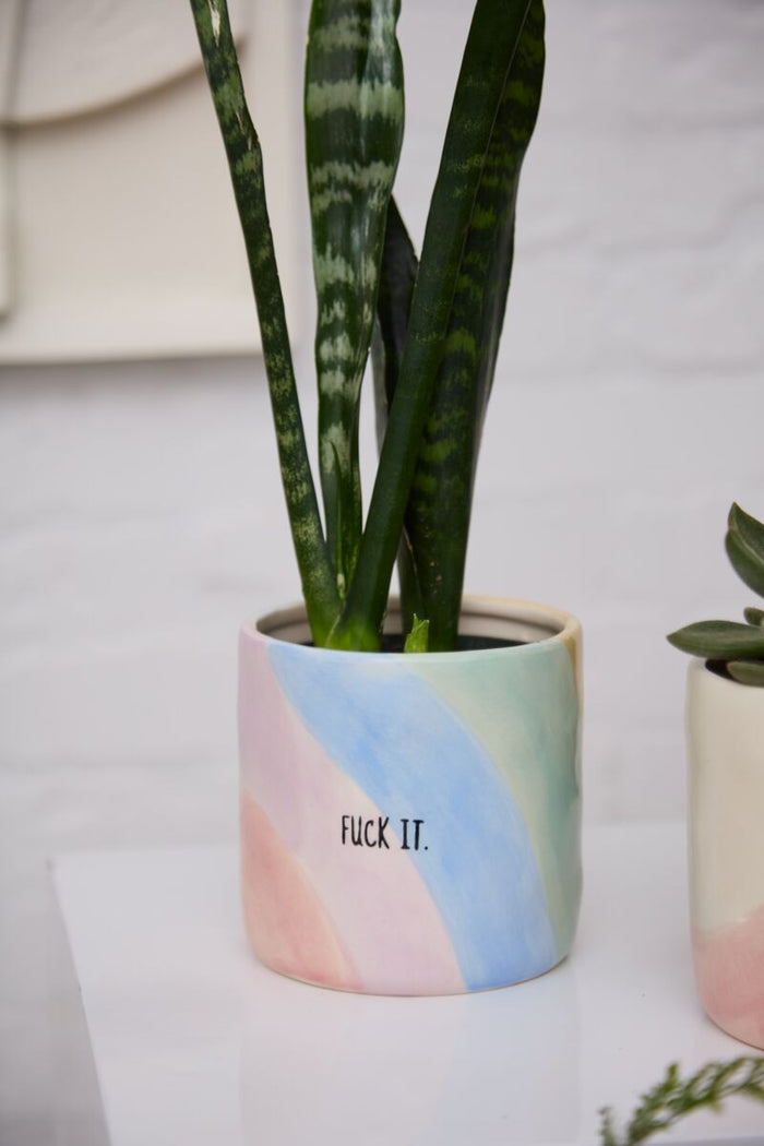 Design Shop Multicolor Ephemeral Pot Fuck It, 4.5" X 4.5", Set of 2.