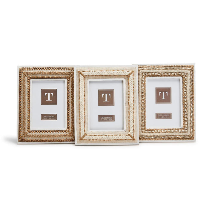 Design Shop Natural Beaded 5 X 7 Photo Frames. Set of 3.