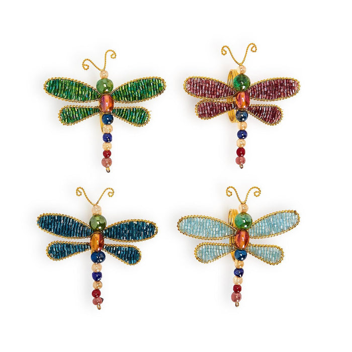 Design Shop Dragon Fly Set of 4 Napkin Rings Assorted 4 Colors