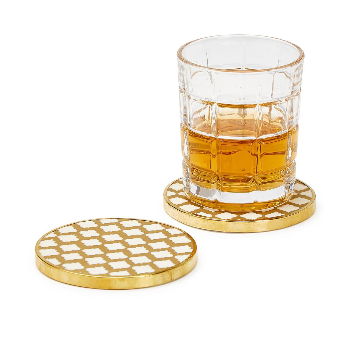 Design Shop Hampton Set of 4 Geometric Coasters with Gold Rim