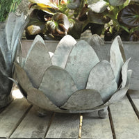 Design Shop Artichoke Decorative Cachepot / Bowl w/Antique Stone Finish - Metal