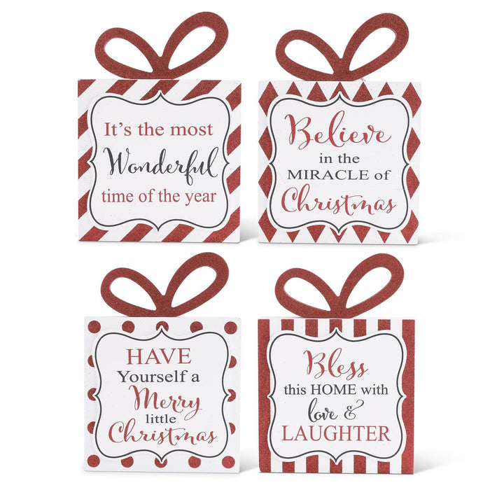 Design Shop Assorted Red & White Christmas Gift Message Tabletop Signs. Set of 4.