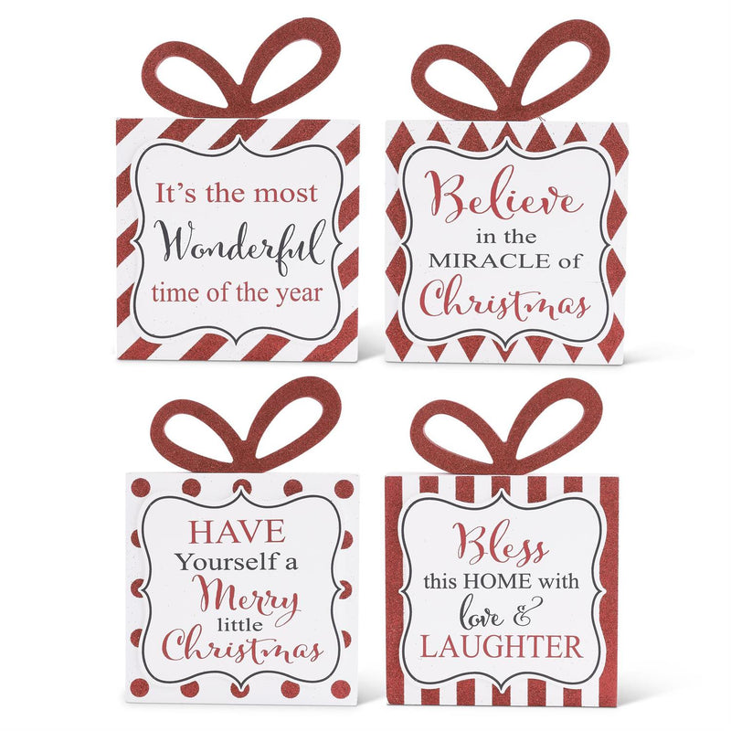 Design Shop Assorted Red & White Christmas Gift Message Tabletop Signs. Set of 4.