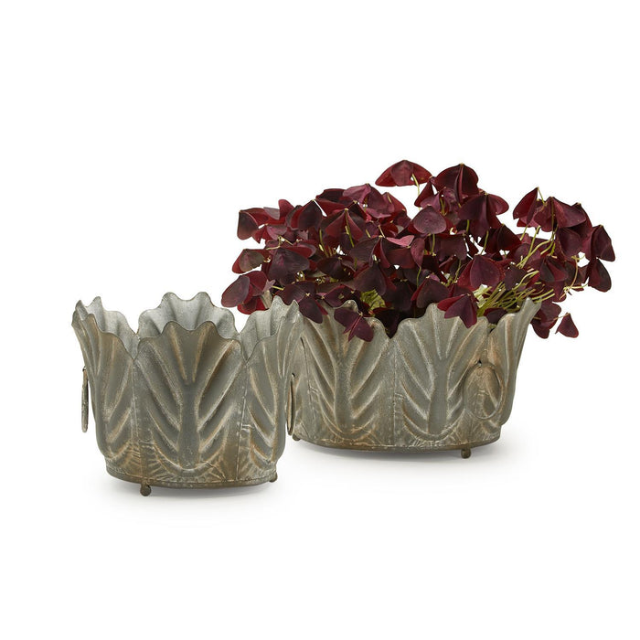 Design Shop Zinc Garden Leaf Planter - Metal, Set of 2.