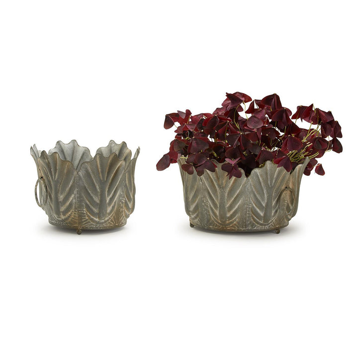 Design Shop Zinc Garden Leaf Planter - Metal, Set of 2.