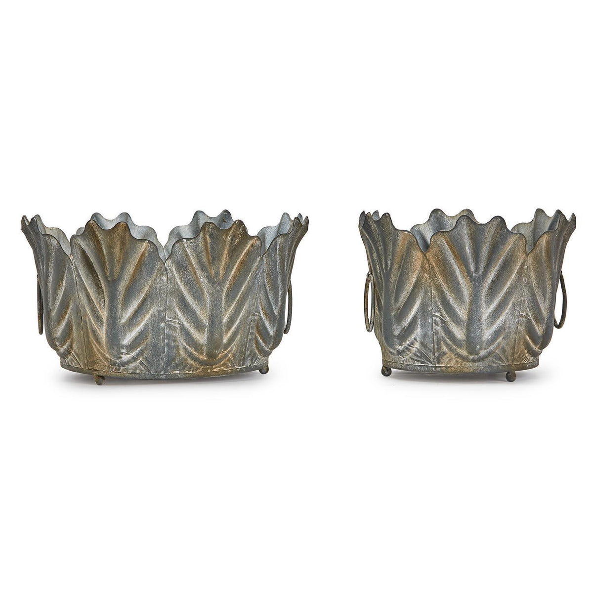 Design Shop Zinc Garden Leaf Planter - Metal, Set of 2.