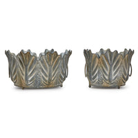 Design Shop Zinc Garden Leaf Planter - Metal, Set of 2.