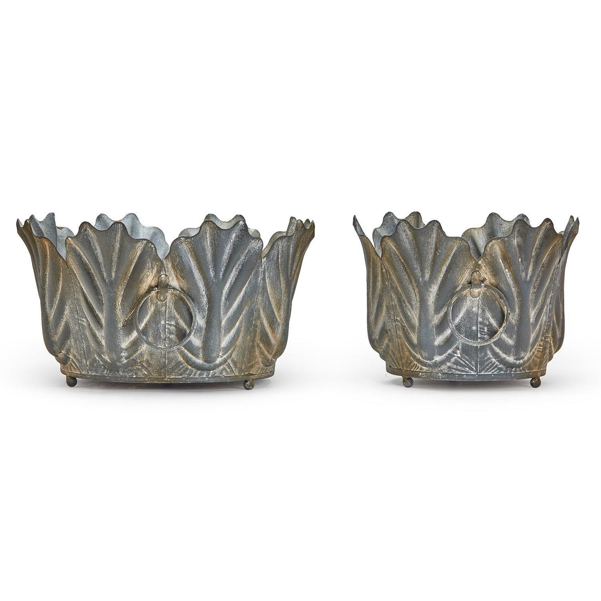 Design Shop Zinc Garden Leaf Planter - Metal, Set of 2.