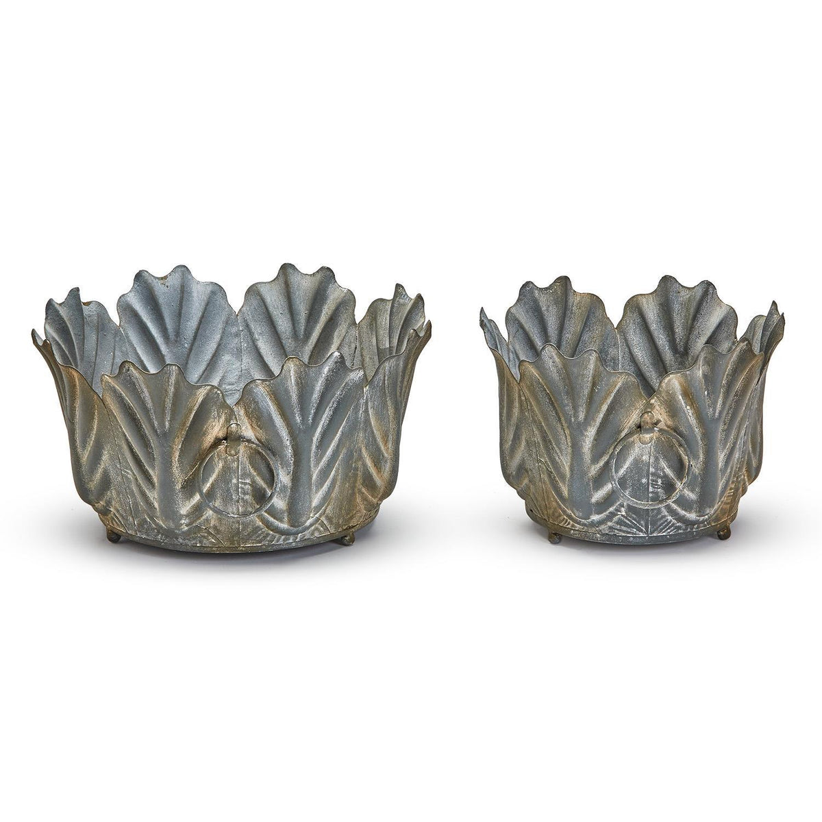 Design Shop Zinc Garden Leaf Planter - Metal, Set of 2.