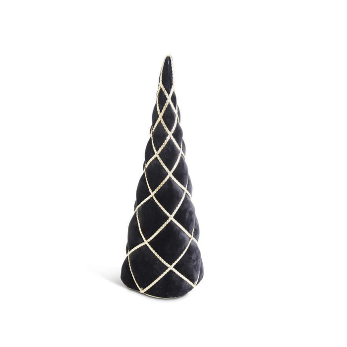 Design Shop 22.25 Inch Black Velvet W/Gold Braid Cone Tree