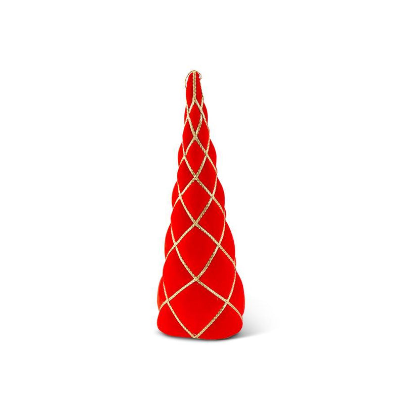 Design Shop 22.25 Inch Red Velvet W/Gold Braid Cone Tree
