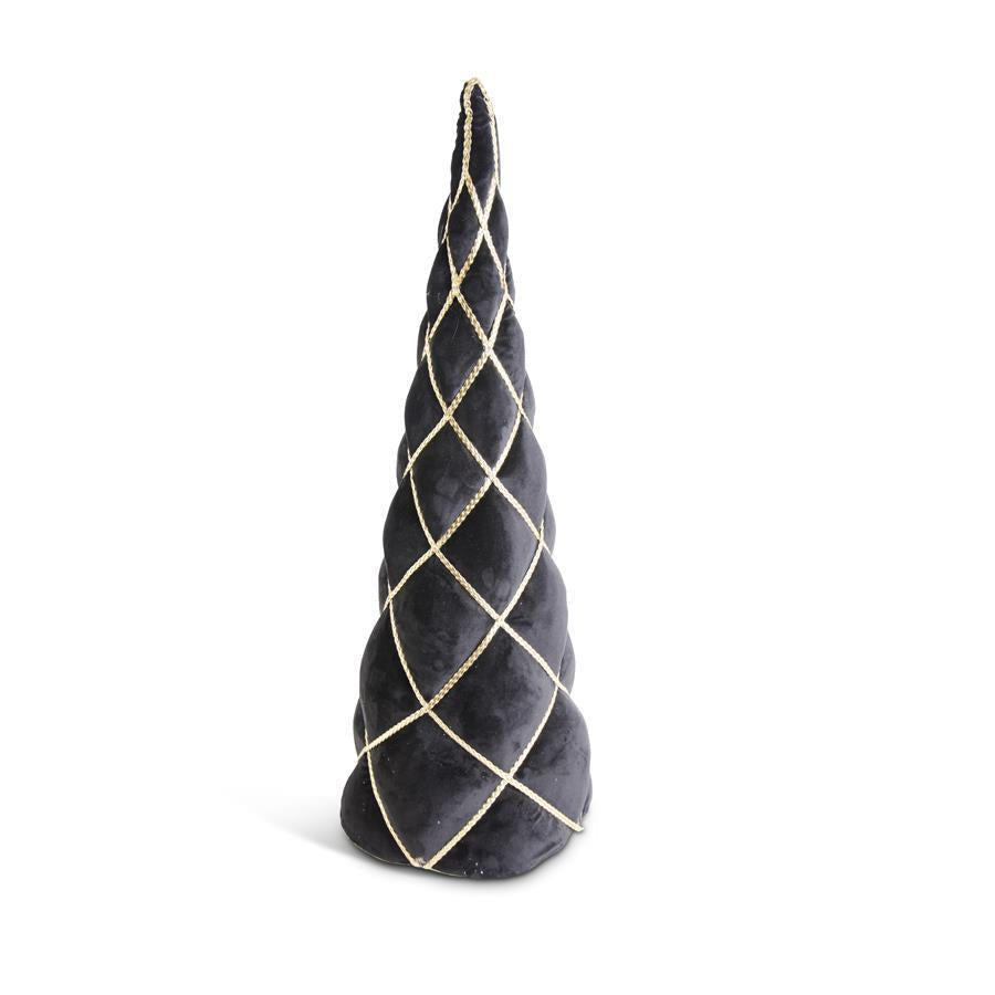 Design Shop 30 Inch Black Velvet W/Gold Braid Cone Tree