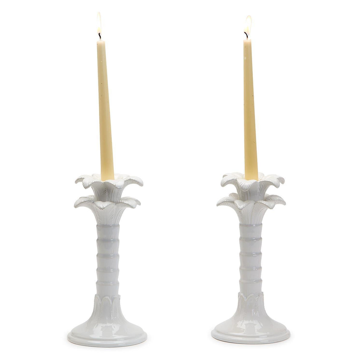Design Shop Palm Leaf Set of 2 Taper Candlestick Holders