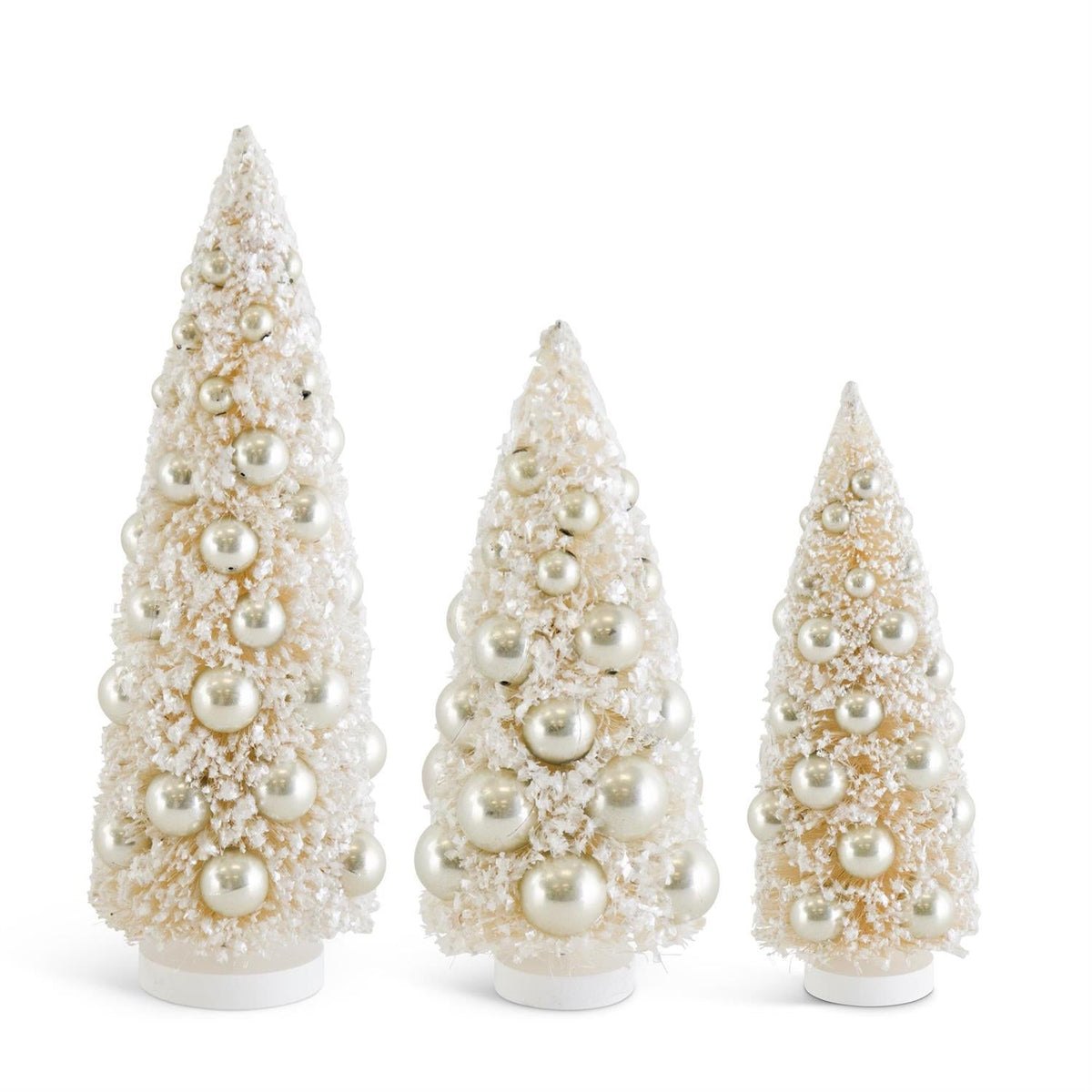 Design Shop Set of 3 Cream Bottle Brush Trees W/Champagne Ornaments