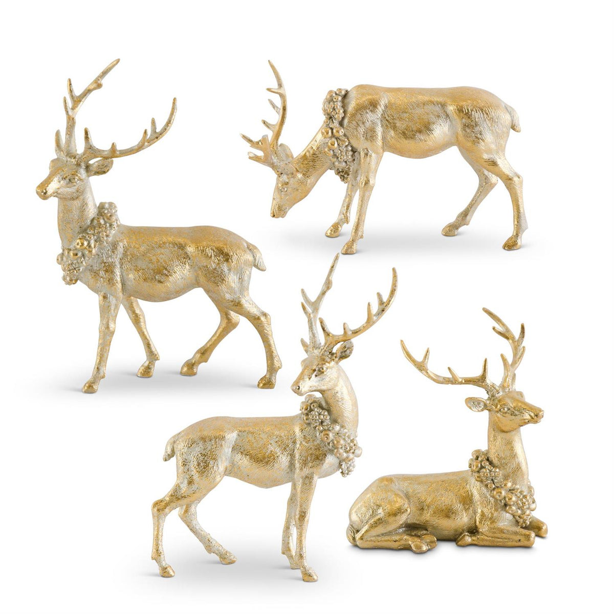 Design Shop Set of 4 Antique Gold Resin Deer