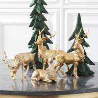 Design Shop Set of 4 Antique Gold Resin Deer