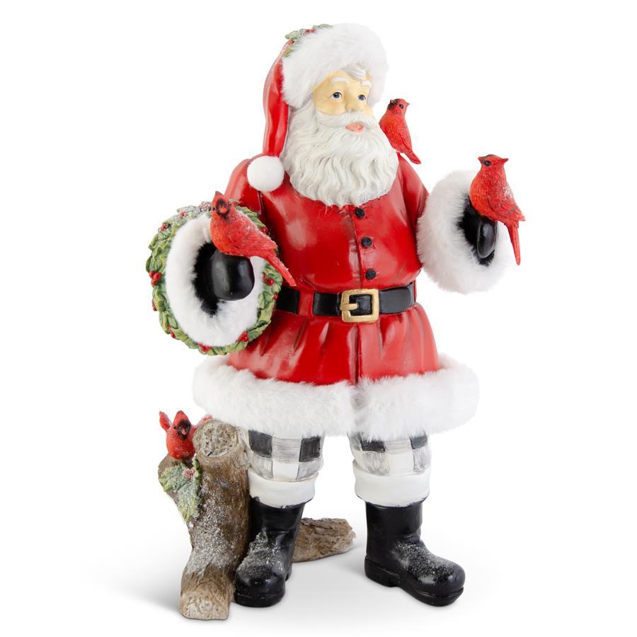 Design Shop 15 Inch Resin Santa Trimmed In Fur W/Black & White Check Pants