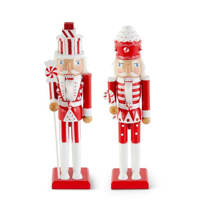 Design Shop Set of 2 15 Inch Red And White Wood Nutcrackers