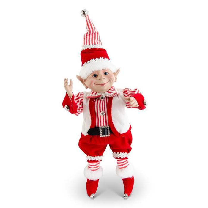 Design Shop 22 Inch Posable Elf in Red Velvet W/bells