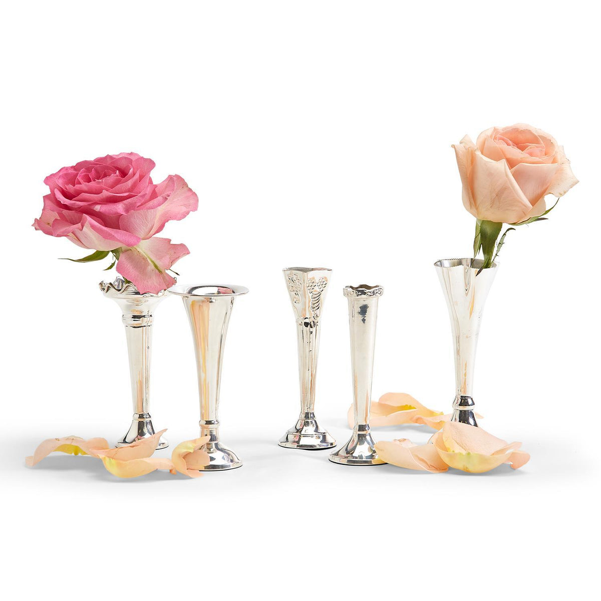 Design Shop Bagatelles Single Stem Vase - Silver-Plated Brass, Set of 5.