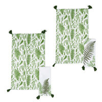 Design Shop Fanciful Fern Dish Towels w/Tassels Assorted Patterns - Cotton, Set of 2.