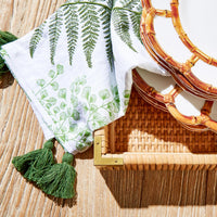 Design Shop Fanciful Fern Dish Towels w/Tassels Assorted Patterns - Cotton, Set of 2.