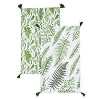 Design Shop Fanciful Fern Dish Towels w/Tassels Assorted Patterns - Cotton, Set of 2.