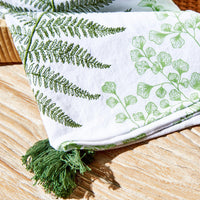 Design Shop Fanciful Fern Dish Towels w/Tassels Assorted Patterns - Cotton, Set of 2.