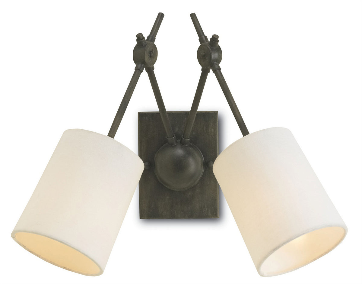 Currey and Company - 5150 - Two Light Wall Sconce - Compass Black Wall Sconce - Black Iron