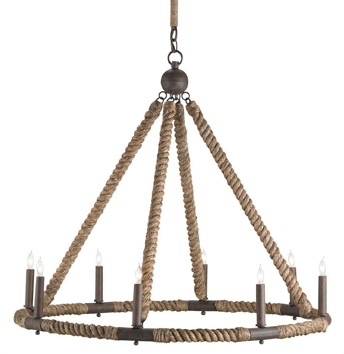 Currey and Company Eight Light Chandelier from the Bowline collection in Natural/Rust finish