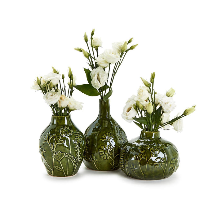 Design Shop Floral Scape Relief Pattern Vase - Ceramic, Set of 3.