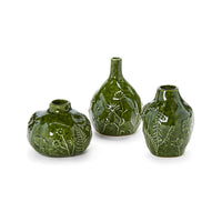 Design Shop Floral Scape Relief Pattern Vase - Ceramic, Set of 3.