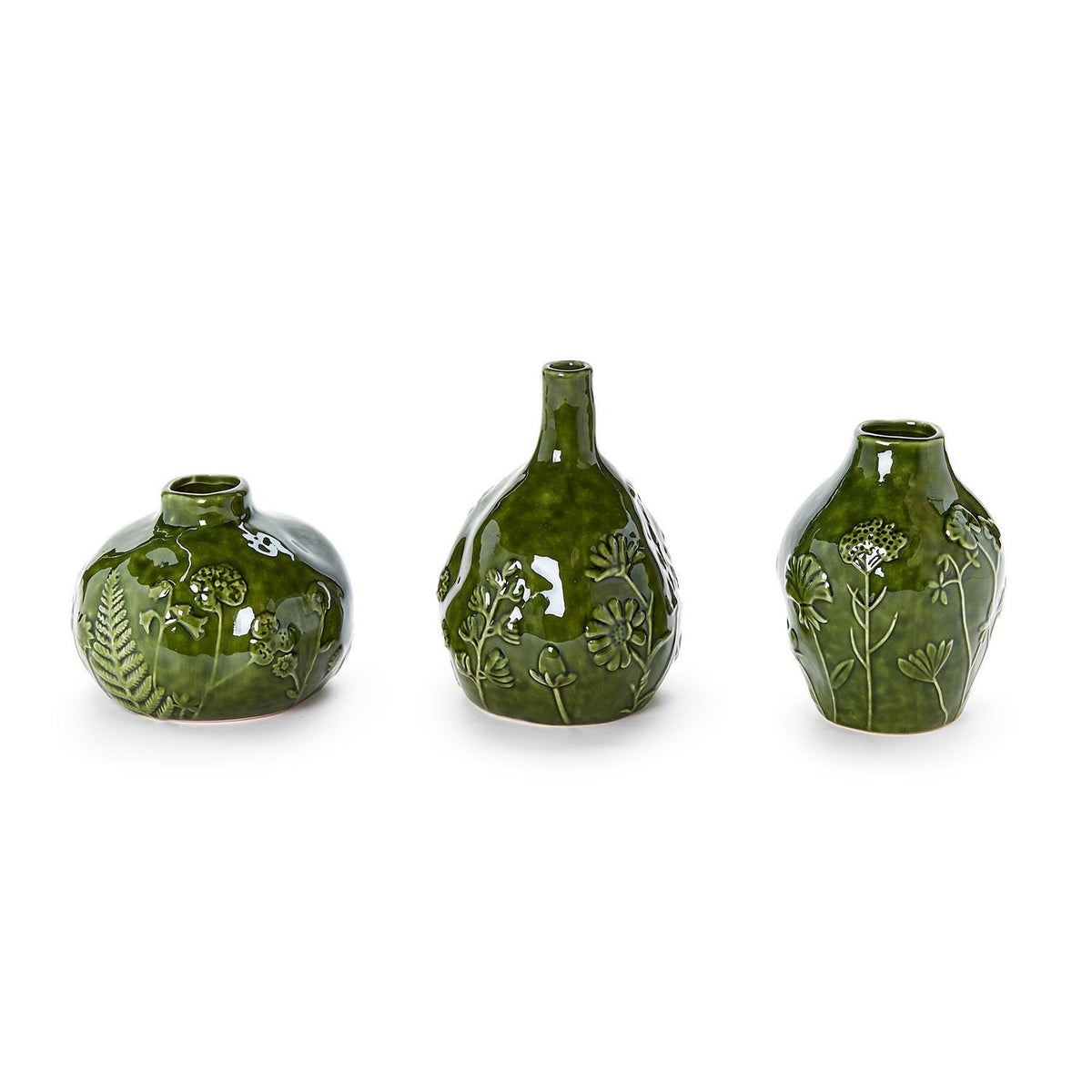 Design Shop Floral Scape Relief Pattern Vase - Ceramic, Set of 3.