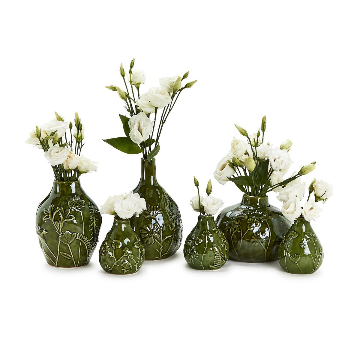 Design Shop Floral Scape Relief Pattern Vase - Ceramic, Set of 3.